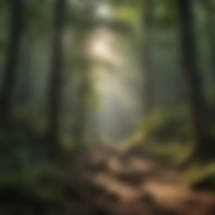 Sunlight filtering through dense foliage of the Great Smoky Mountains