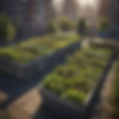 Urban Agriculture for Sustainability Urban rooftop garden promoting eco-friendly practices