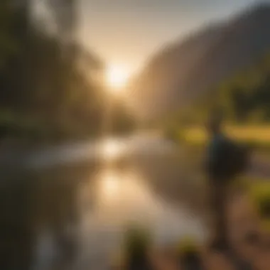 Angler casting a line in the Green River during sunset