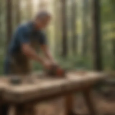 Carpentry Practicality Illustration depicting the practical use of green wood weight in carpentry