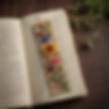 Preserved pressed flowers in a handmade paper bookmark