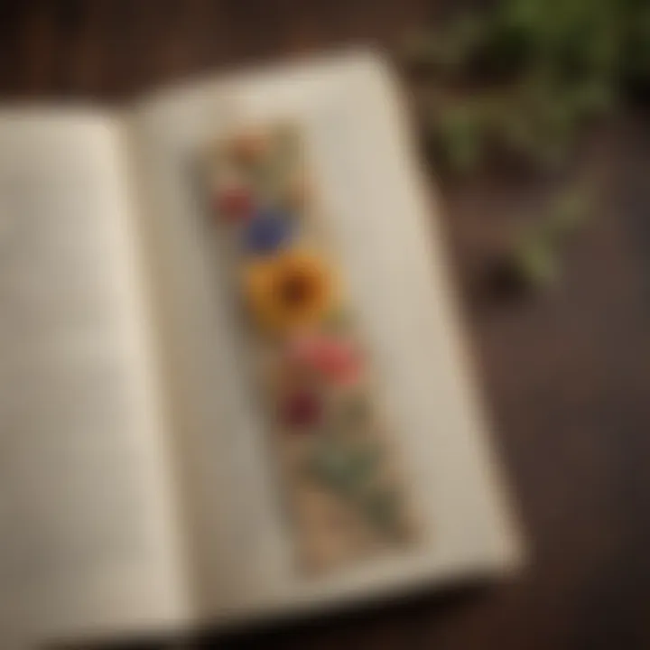 Preserved pressed flowers in a handmade paper bookmark