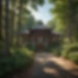 Scenic view of the Helen GA Visitor Center surrounded by lush greenery