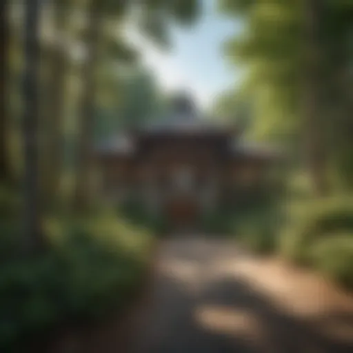 Scenic view of the Helen GA Visitor Center surrounded by lush greenery