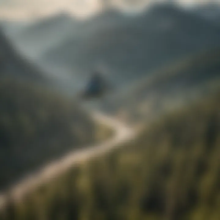 Helicopter Over Montana's Landscapes A helicopter soaring over Montana's majestic landscapes