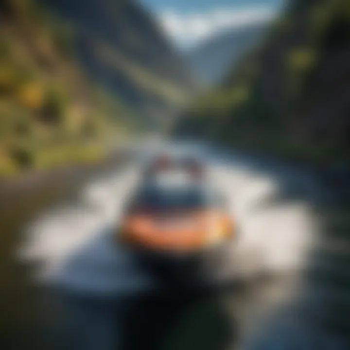 Jet boat speeding through the picturesque landscape of Hells Canyon