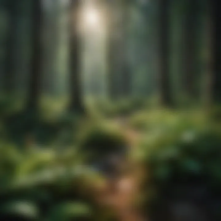 An illustration depicting the ecological interactions of herbs within a forest ecosystem.