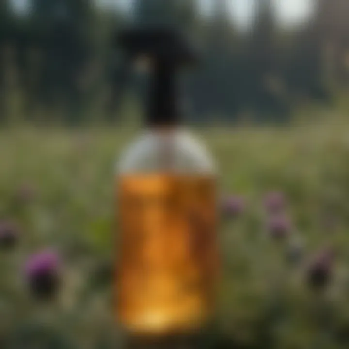 Close-up of chemical herbicide spray bottle