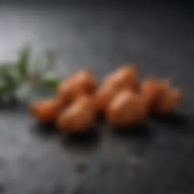 Cloves scattered on a dark stone background