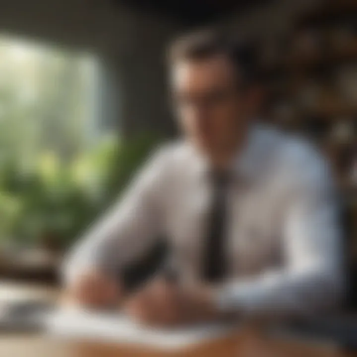 Professional Financial Analyst analyzing data at desk