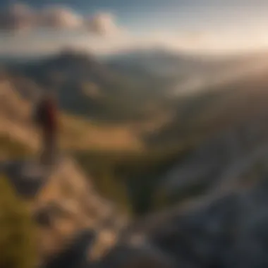 Hiker admiring the breathtaking vista from a high vantage point