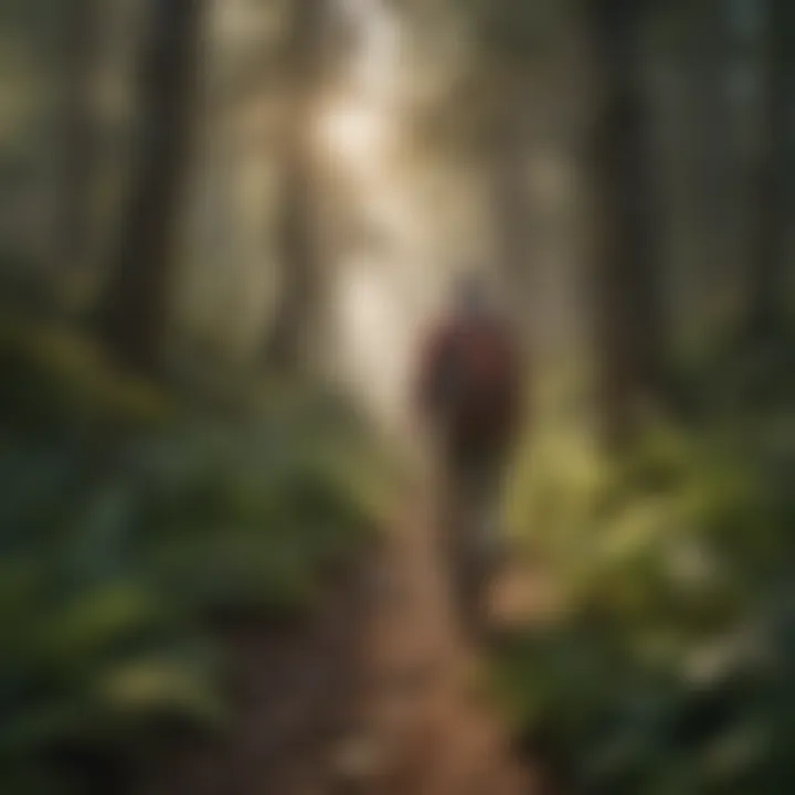 A hiker navigating through a lush forest trail in a national park