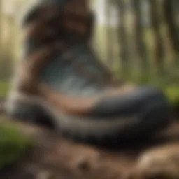 Close-up of durable hiking boot featuring reinforced toe and high ankle support