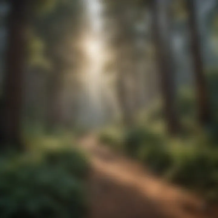 Hiking Trail Amidst Verdant Forests