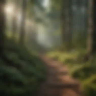 Hiking trail leading through lush forest scenery