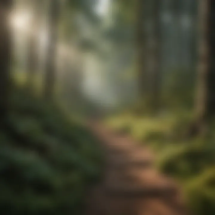 Hiking trail leading through lush forest scenery