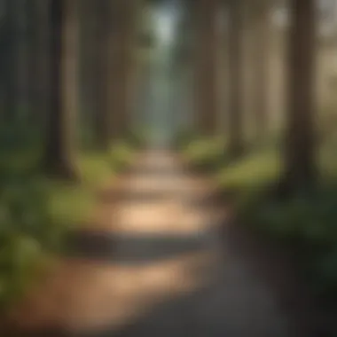 Tranquil Hiking Path Hiking trail surrounded by tall trees leading to Sand Lake Campground
