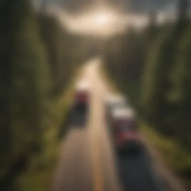 Transporting Cargo Through Minnesota's Scenic Beauty Hotshot truck loaded with cargo in scenic Minnesota landscape