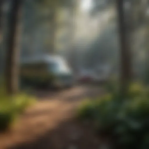 A serene campground environment showcasing natural beauty and tranquility