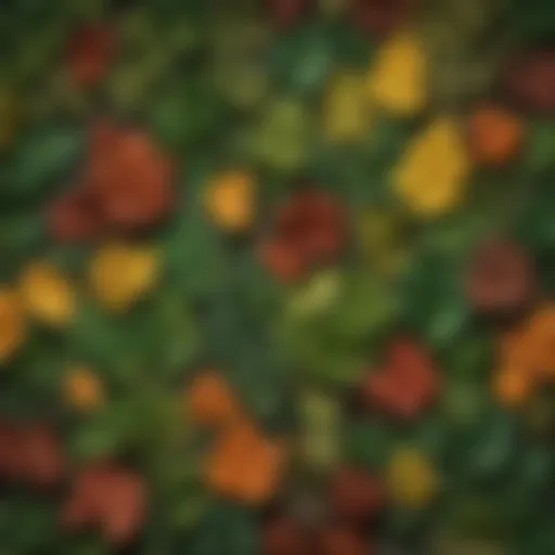 An array of diverse leaf shapes showcasing different tree species.