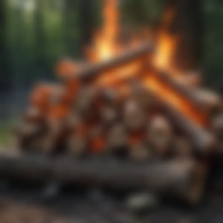 Well-structured kindling and logs ready for ignition
