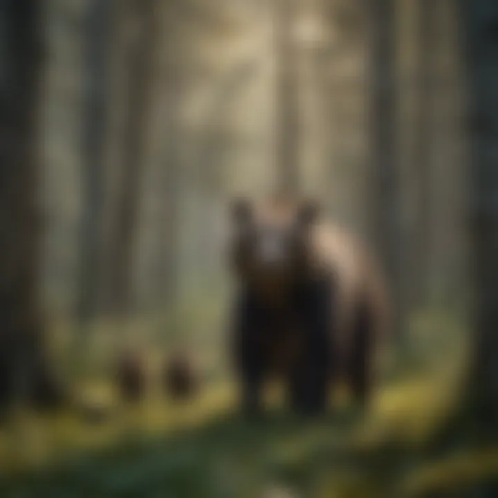 Harmonious Coexistence in Nature Illustration of humans and bears coexisting peacefully