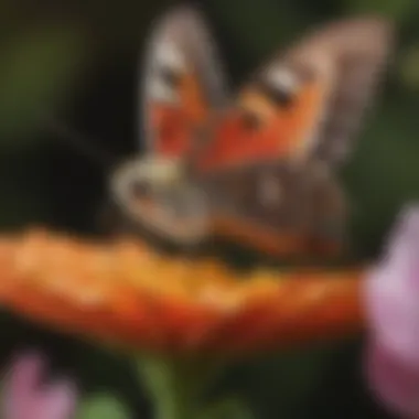 Moth resting on a colorful flower petal