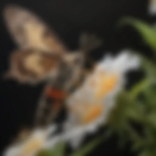 Moth sipping nectar from a flower