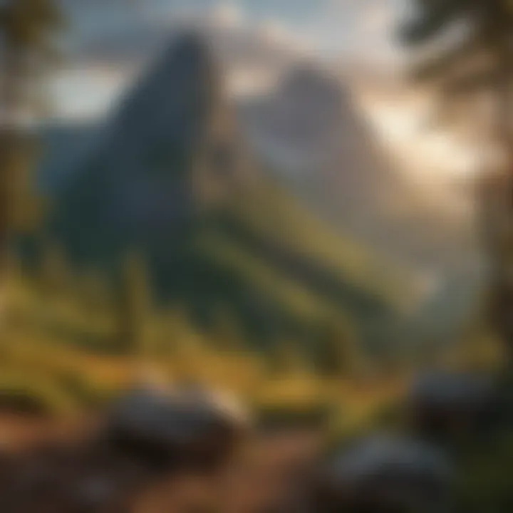 Panoramic View of Hutch Mountain A breathtaking view of Hutch Mountain showcasing its majestic peaks and lush valleys.