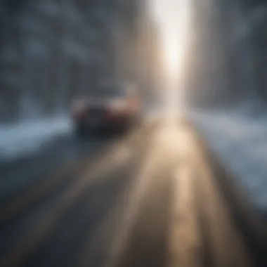 Challenges of Driving on Icy Roads A vehicle sliding on icy road surface