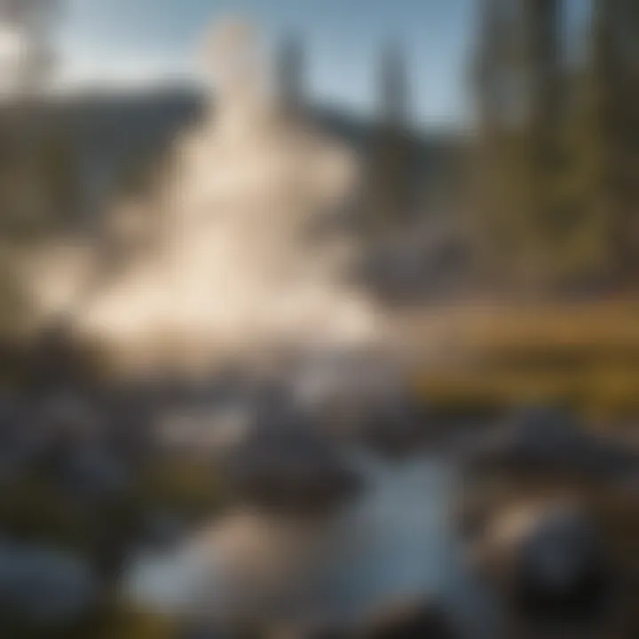 Steam rising from natural hot spring