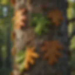 Detailed view of oak tree leaves showcasing their unique lobed structure