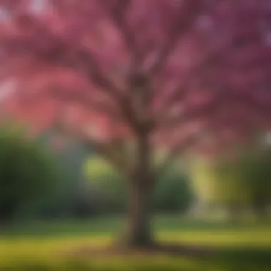 An elegant redbud tree adorned with vibrant pink blossoms in spring.