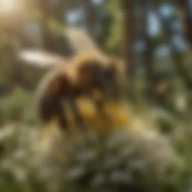 Bees' Impact on Biodiversity Through Pollination Illustration showcasing the impact of pollination by bees on biodiversity