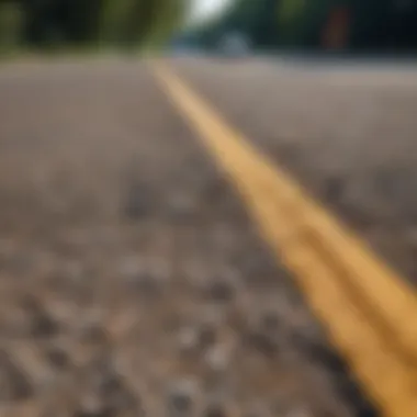 Detail of New Gravel Parking Lines Close-up of gravel surface with freshly applied parking lines