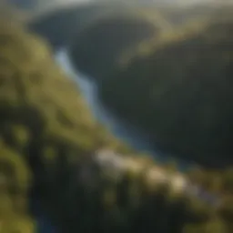 Aerial view of Indian Creek Resort in Red River Gorge