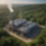 Magnificent carbon capture facility surrounded by lush greenery