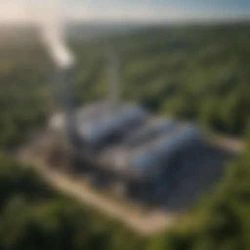 Magnificent carbon capture facility surrounded by lush greenery