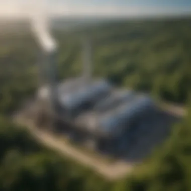Innovative Carbon Capture Facility in Natural Setting Magnificent carbon capture facility surrounded by lush greenery