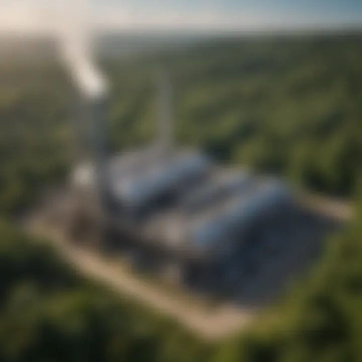 Innovative Carbon Capture Facility in Natural Setting Magnificent carbon capture facility surrounded by lush greenery