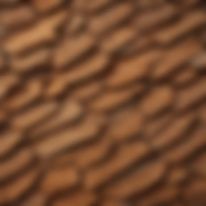Close-up view of cedar shakes showcasing their natural grain and texture