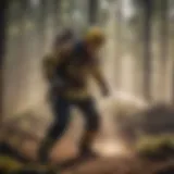 Intense firefighter training session in action