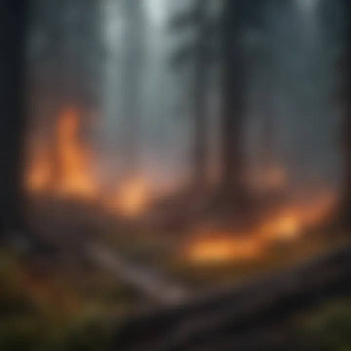 Intense flames engulfing the forest