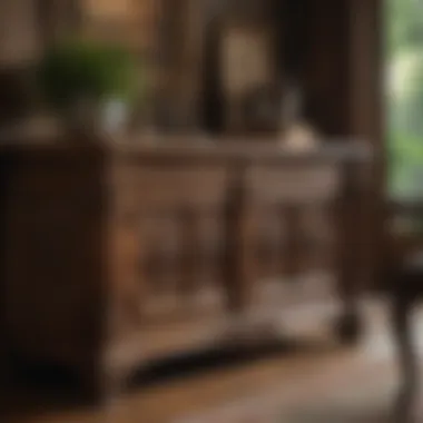 Historical Elegance in Reclaimed Timber Furniture Intricate furniture piece crafted from reclaimed timber for a touch of history