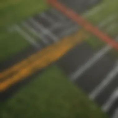Artistic Marking Paint Designs Marking paint creating intricate patterns on a sports field