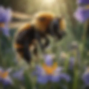 Bumblebee collecting nectar from an iris