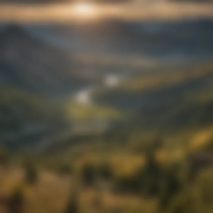 Panoramic view of Jackson Hole valley from high mountain ridge