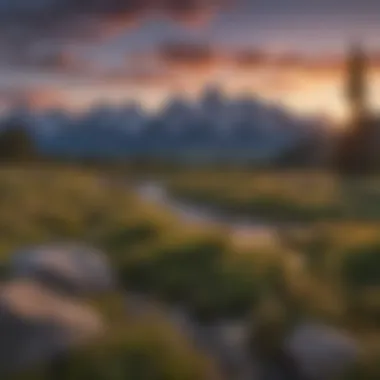 Twilight over Teton Mountains Sunset over rugged Teton Mountains