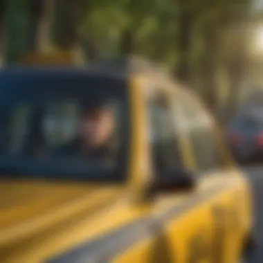 Close-up of a taxi driver assisting a passenger