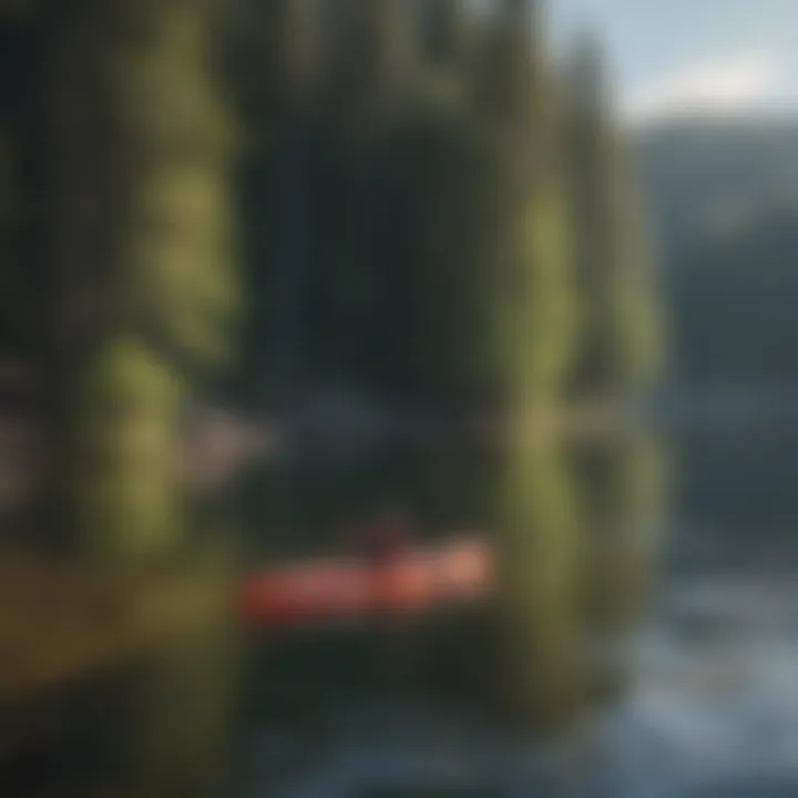 Kayakers peacefully gliding on Bass Lake waters